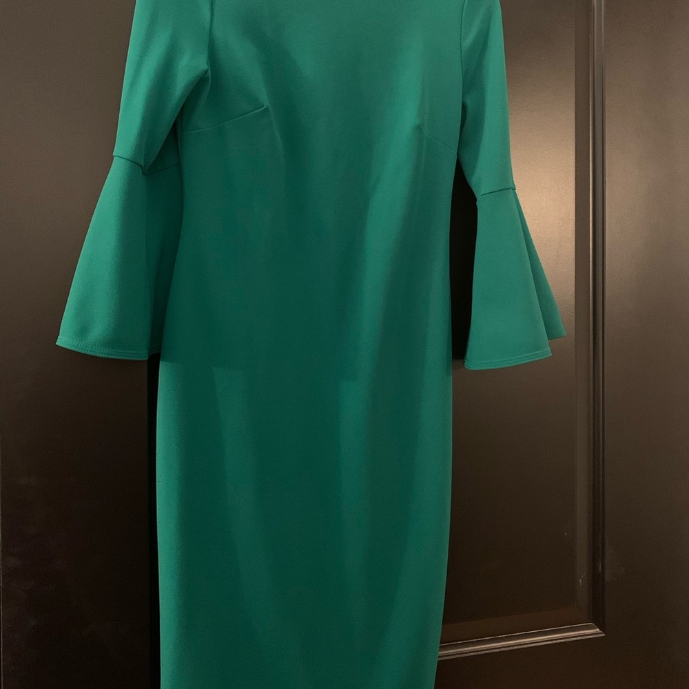 Calvin Klein bell-sleeve midi dress, Kelly green